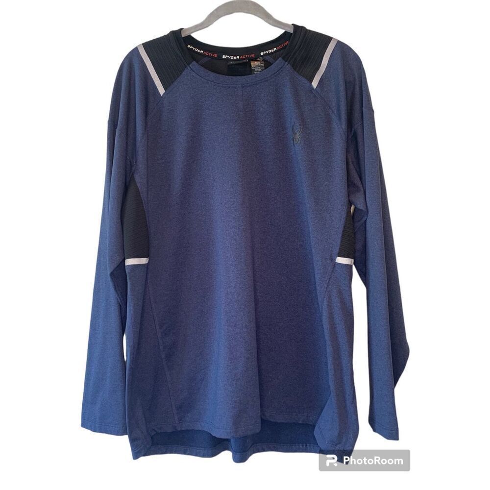 SPYDER Mens Pullover Active Performance Top Blue  Size XLarge